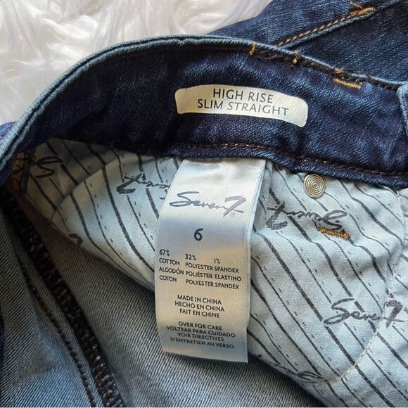 Seven7 High Rise Slim Straight Jeans Size 6 Rough Hem - Picture 5 of 7
